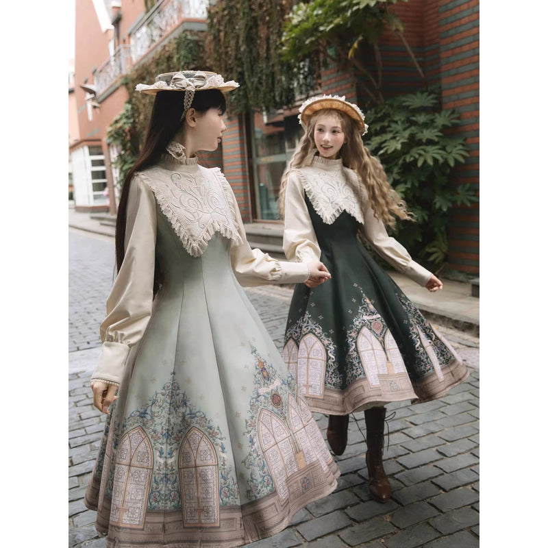 大聖堂の挿絵クラシカルワンピース[2026年2月上旬-3月上旬発送予定]