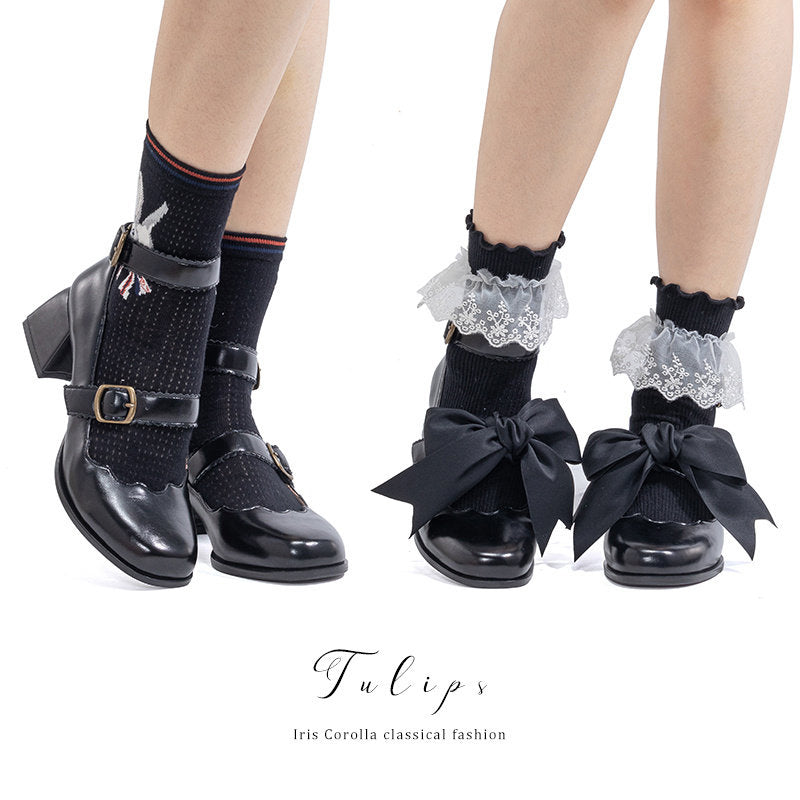 Tulip Ribbon Mary Jane Pumps - Black[2025年4月下旬-5月中旬発送予定]