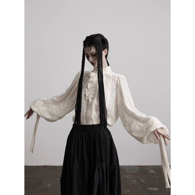 Royal Jacquard Ribbon Blouse