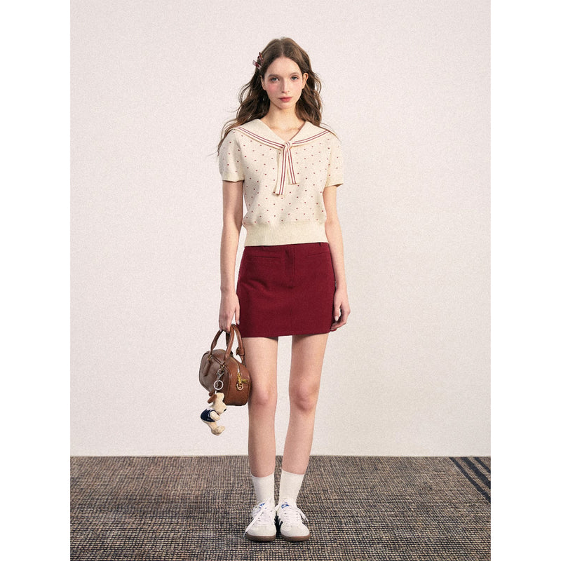 Heart Dot Sailor Knit Top