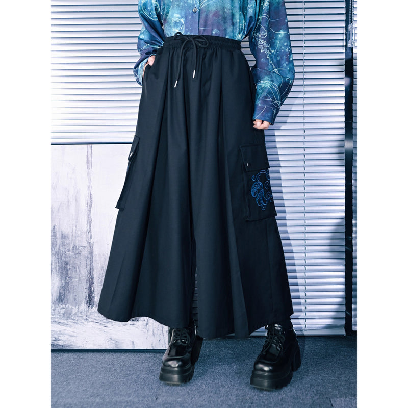 海月の刺繍ドレープワイドパンツ
