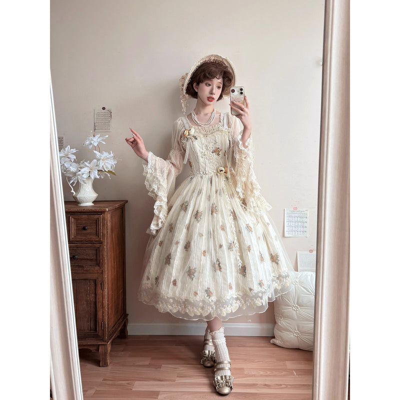 野原の花の刺繍ジャンパースカート[2025年9月中旬-10月中旬発送予定]