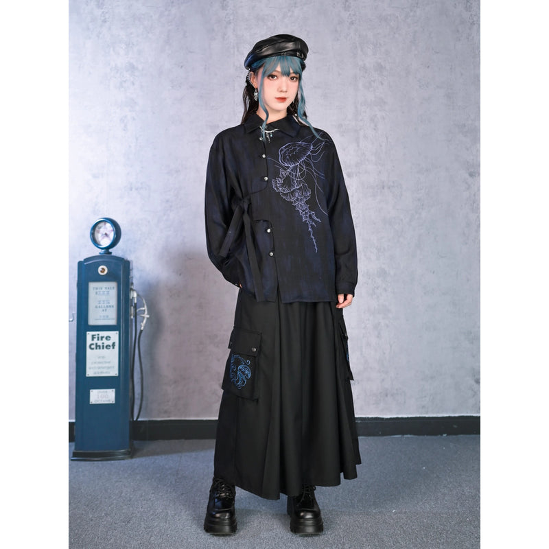 漆黒の海月のアシンメトリーブラウス