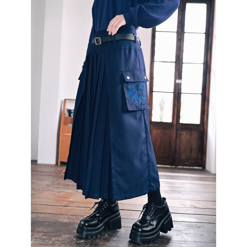 海月の刺繍ワークプリーツスカート