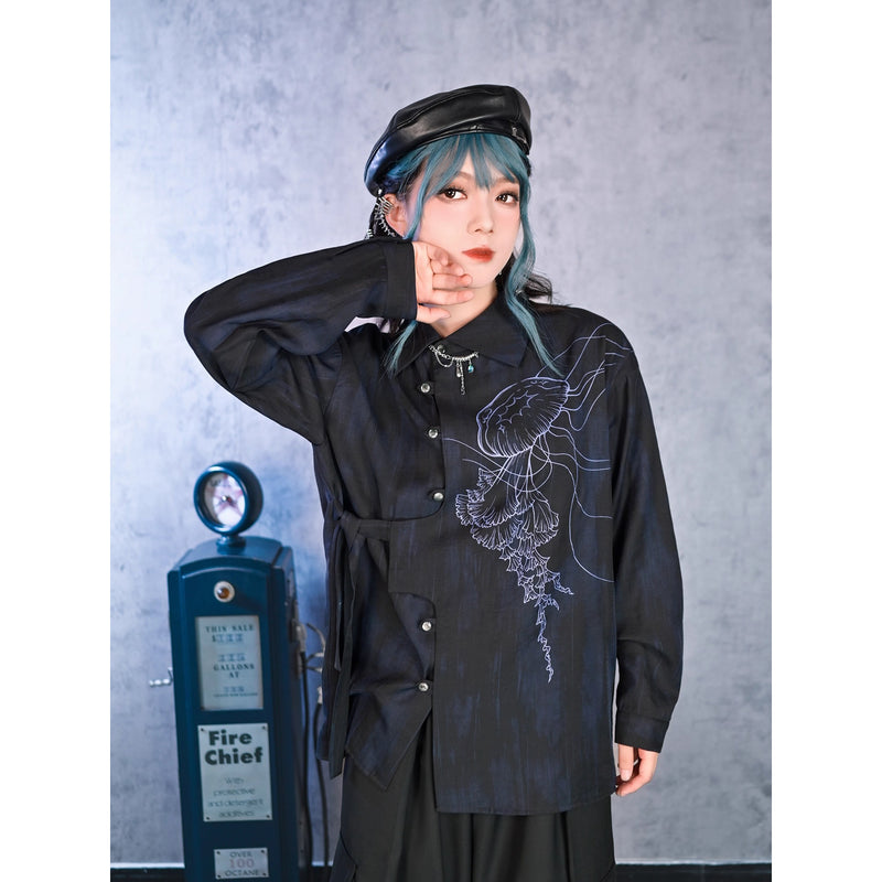 漆黒の海月のアシンメトリーブラウス
