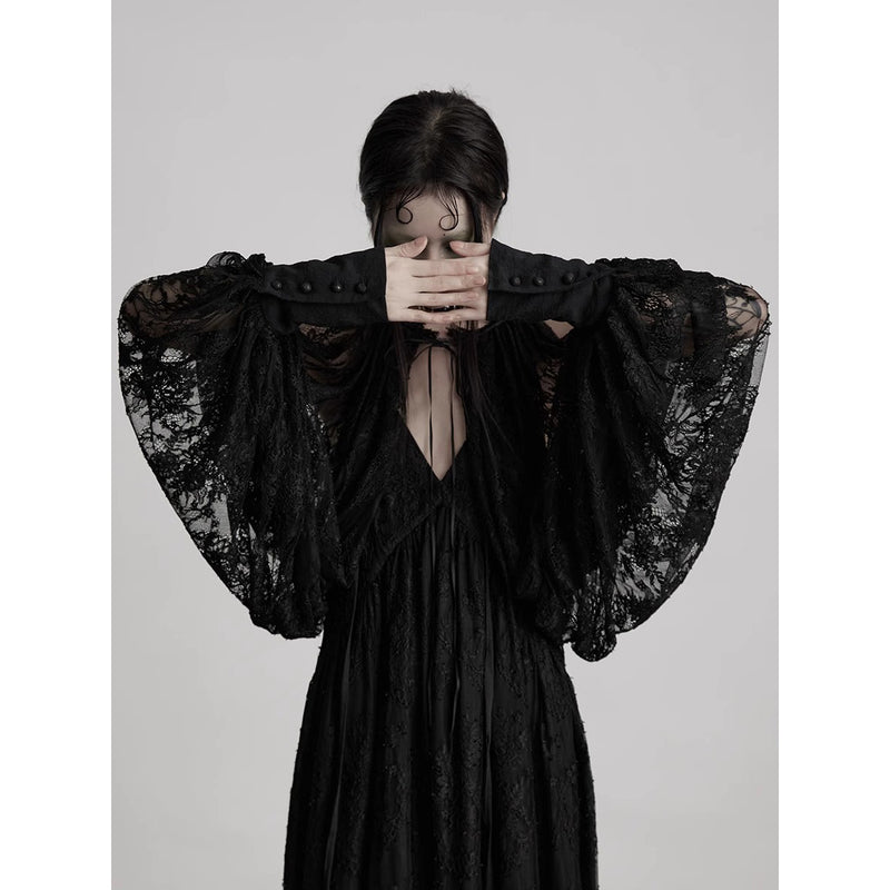 Dark Night Flower Embroidered Lace Sleeves