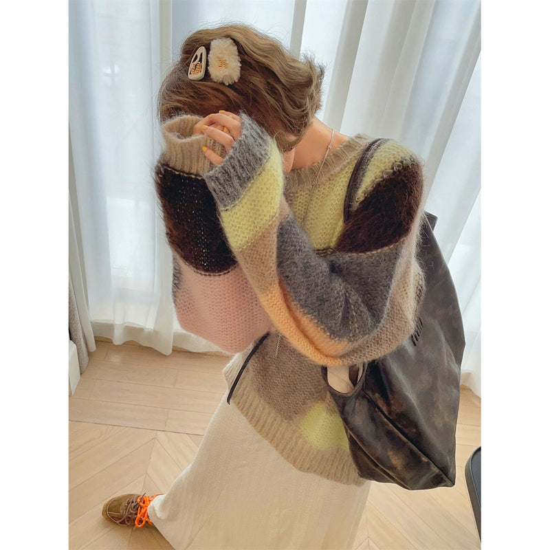 Colorful Mohair Loose Sweater