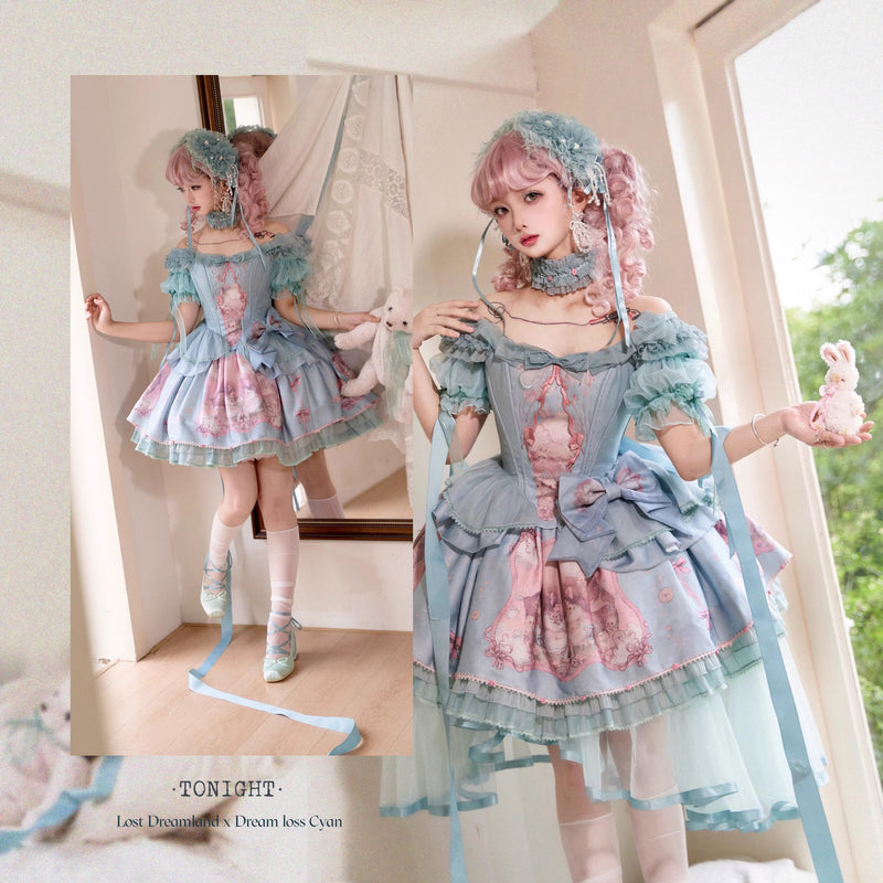 夢みる楽園のビスチェトップスとスカートとオーバースカート - Mist Blue[2026年1月上旬-2月上旬発送予定]