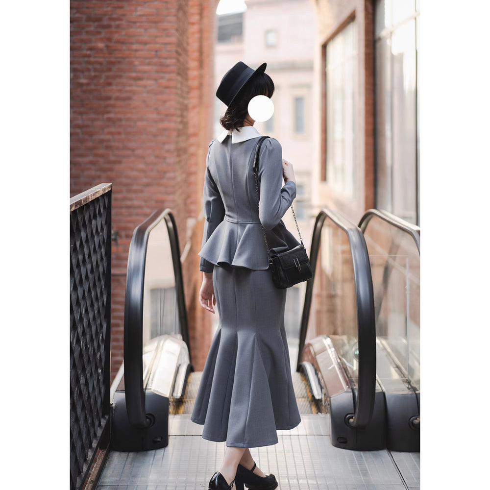 値下げ⬇ 未使用☆フォクシー ワンピース＆ボレロセット 42 杢グレー 膝丈 銀幕女優のクラシカルワンピース - Gray – ManusMachina