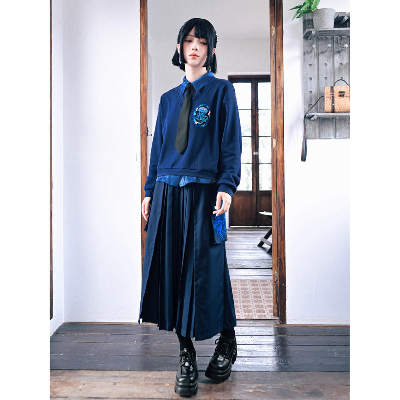海月の刺繍ワークプリーツスカート
