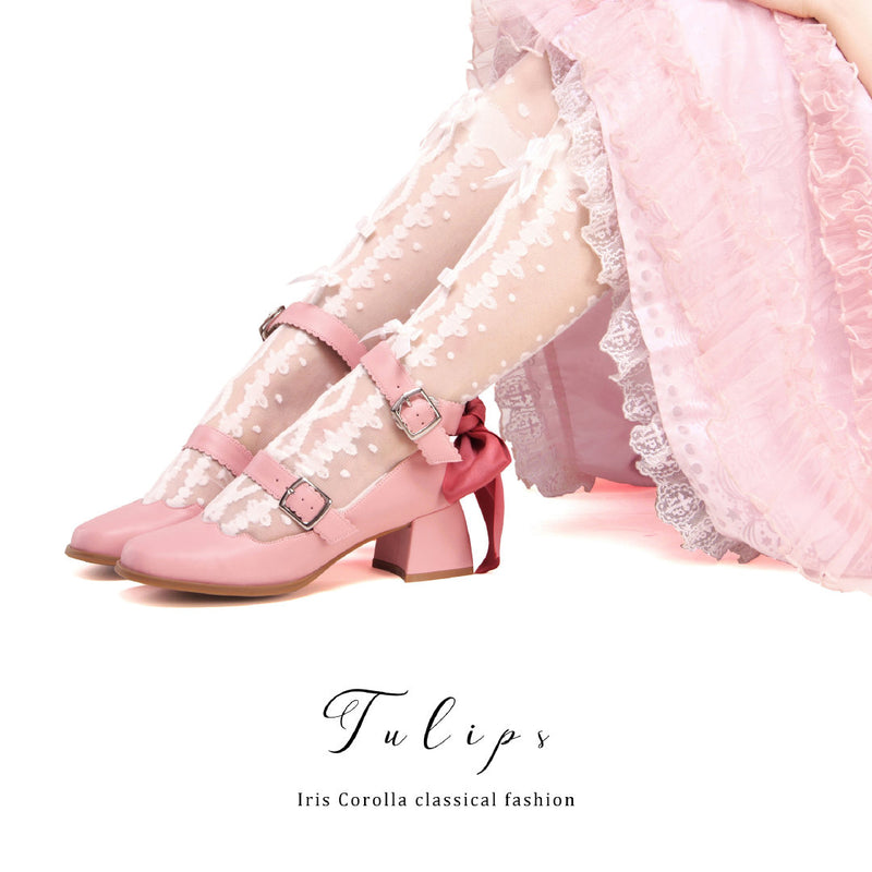 Tulip Ribbon Mary Jane Pumps - Pink[2025年4月下旬-5月中旬発送予定]