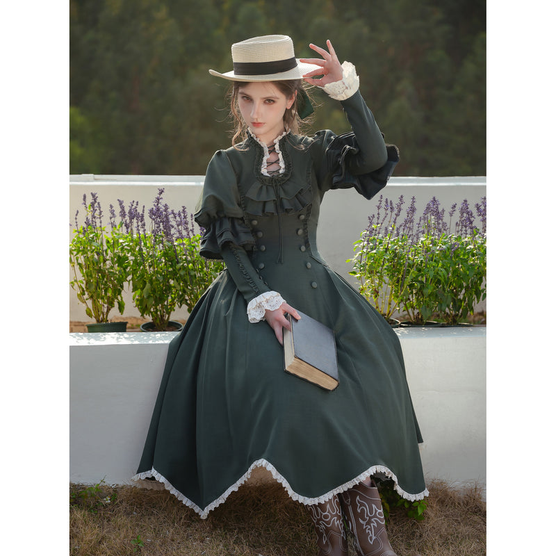 伯爵夫人のクラシカルワンピース - Ever Green[2025年10月中旬-11月中旬発送予定]