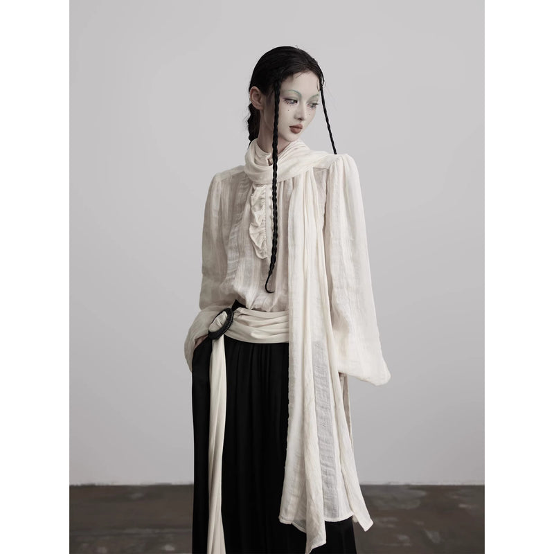 Royal Jacquard Ribbon Blouse