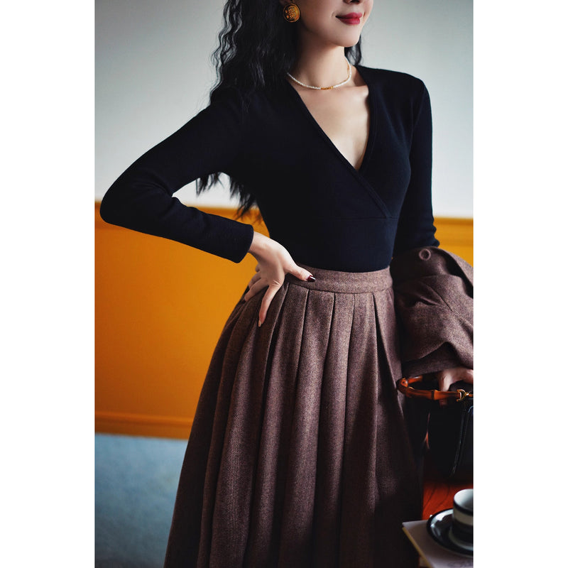 巴里貴婦人レトロニットトップス