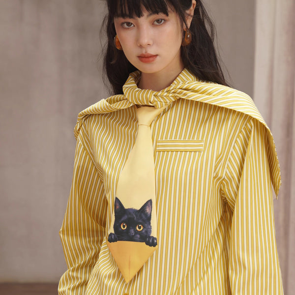 黒猫の挿絵ネクタイ