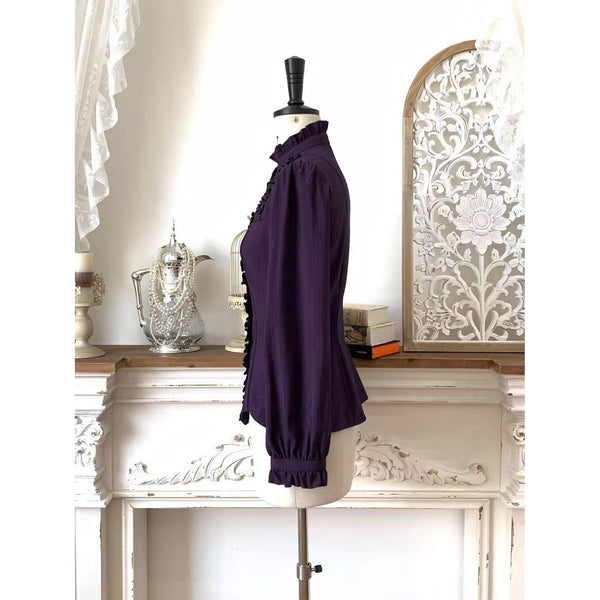 西洋令嬢の縦縞クラシカルブラウス - Purple[2026年1月上旬-1月下旬発送予定]