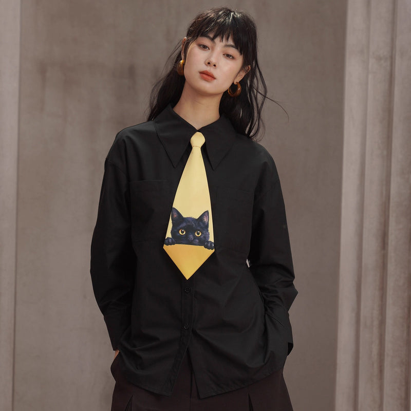 黒猫の挿絵ネクタイ