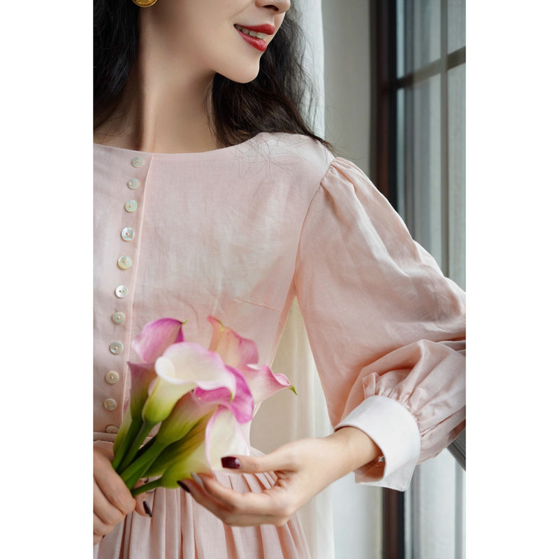 桜色の貴婦人のヘップバーンワンピース