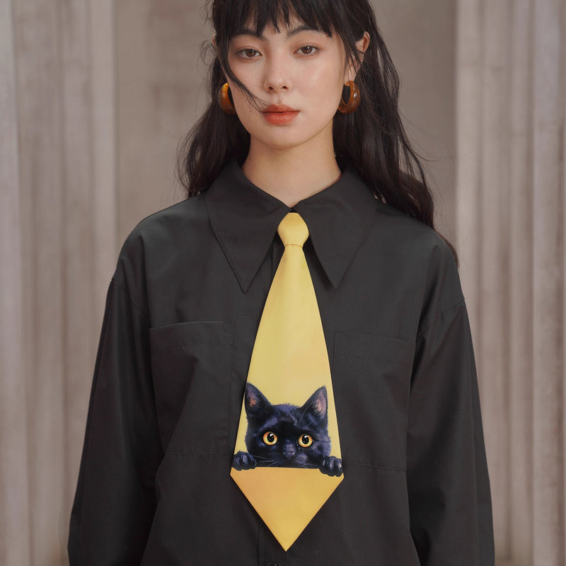黒猫の挿絵ネクタイ