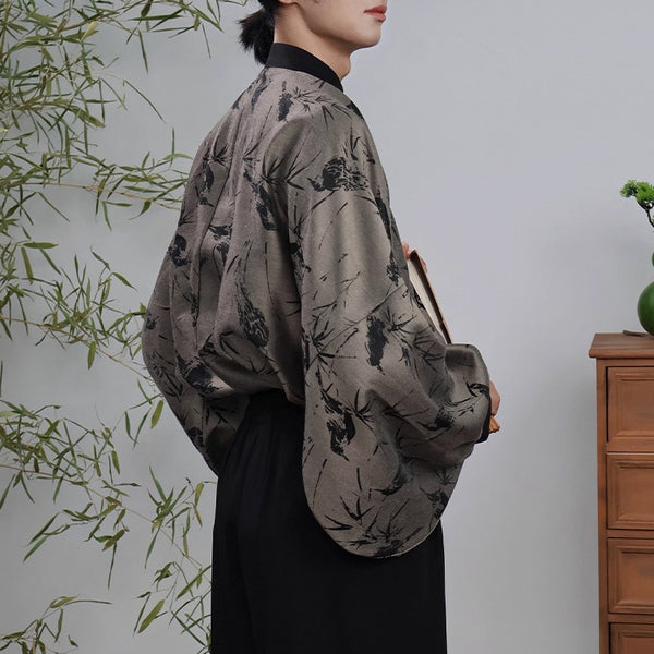 竹林の水墨画バルーンスリーブブラウス