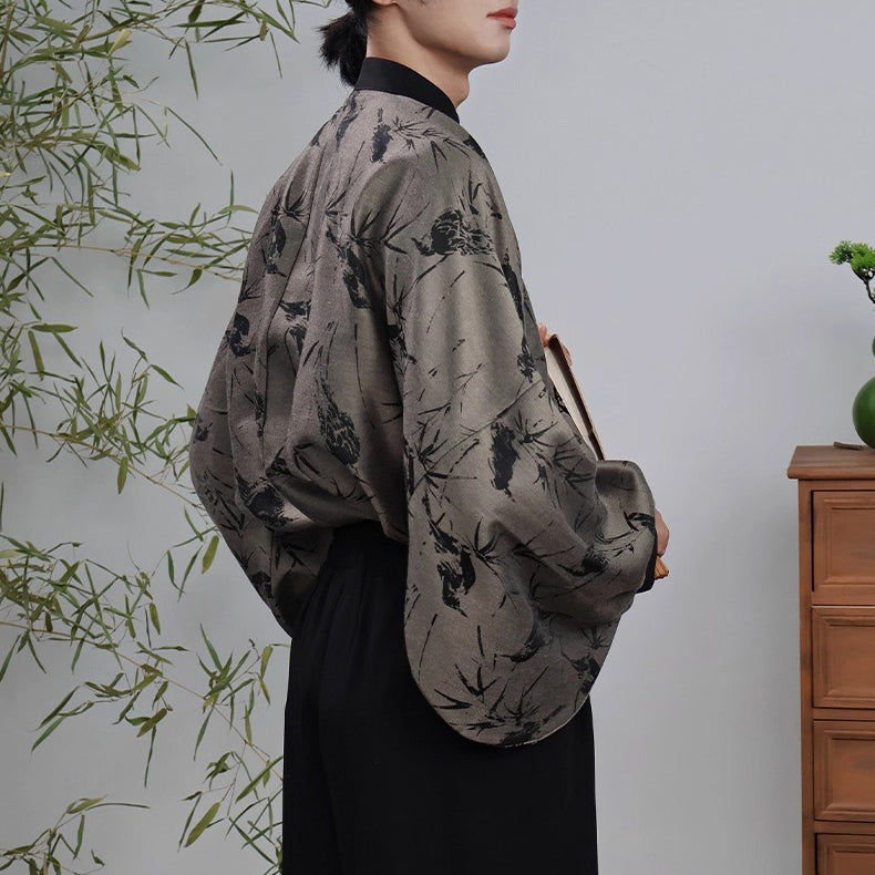 竹林の水墨画バルーンスリーブブラウス