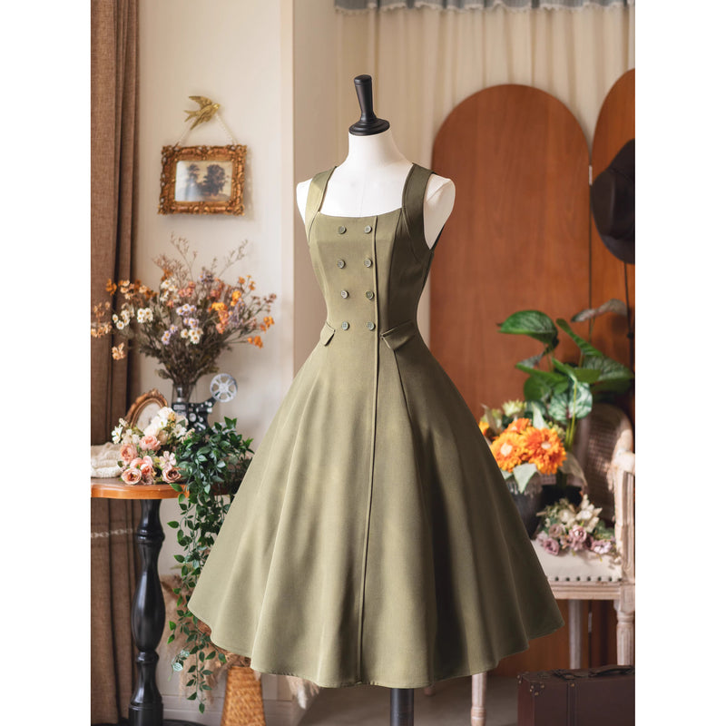 英国のお嬢様のブリティッシュジャンパースカート - Moss Green