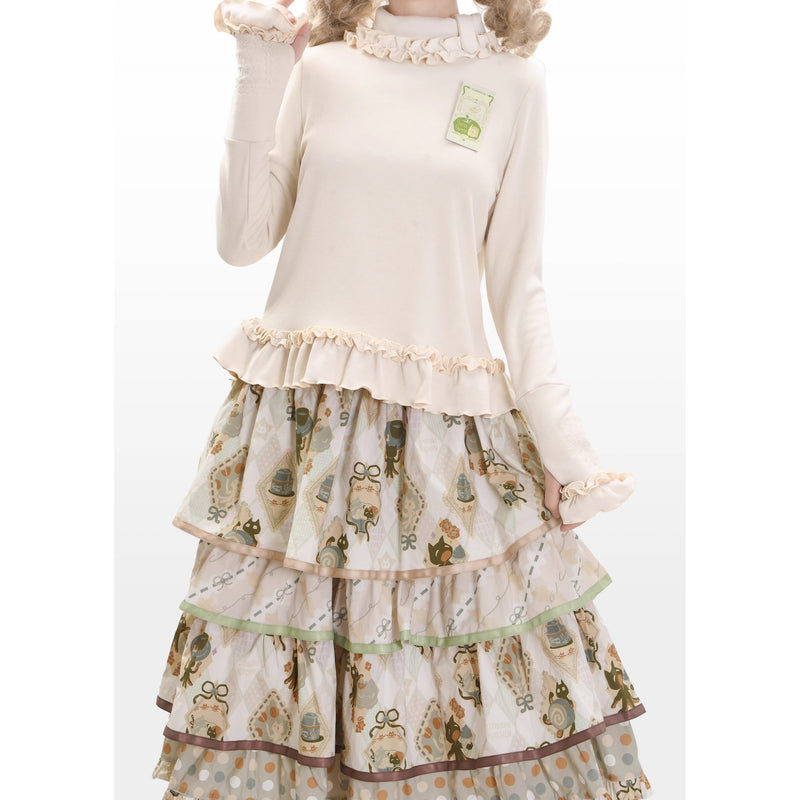 Afternoon Tea Time Cat Embroidered Knit Top[2026年1月上旬-1月下旬発送予定]