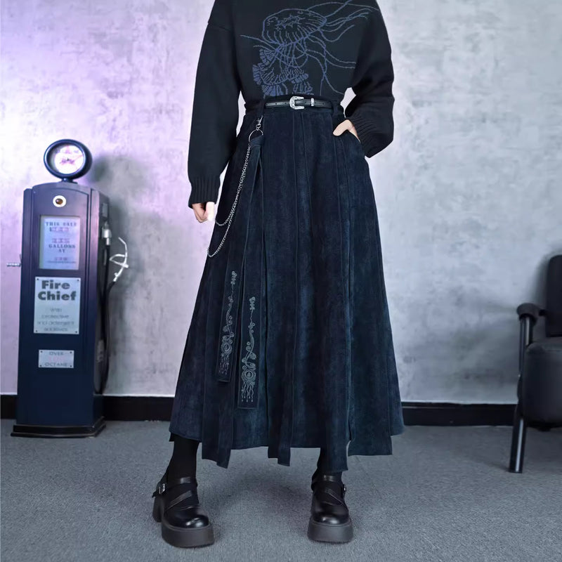 海月の刺繍リボンパネルスカート