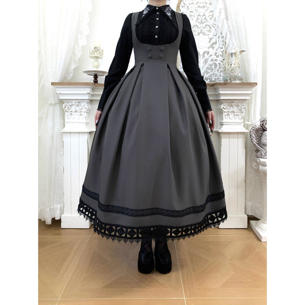 西洋令嬢の編み上げジャンパースカート - Dark Gray[2026年3月上旬-3月下旬発送予定]