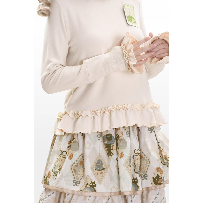 Afternoon Tea Time Cat Embroidered Knit Top[2026年1月上旬-1月下旬発送予定]