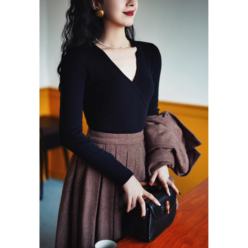 巴里貴婦人レトロニットトップス