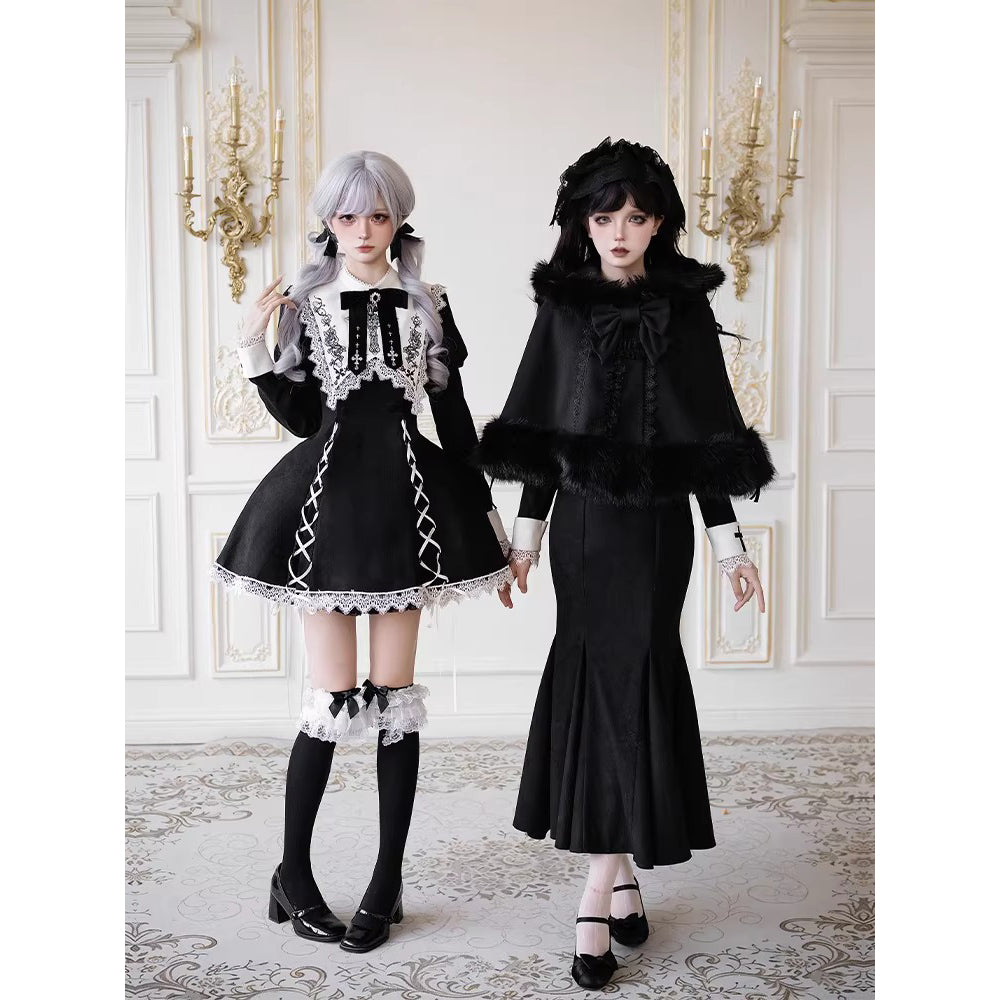 暗黒令嬢のワンピースと付け襟とケープ – ManusMachina