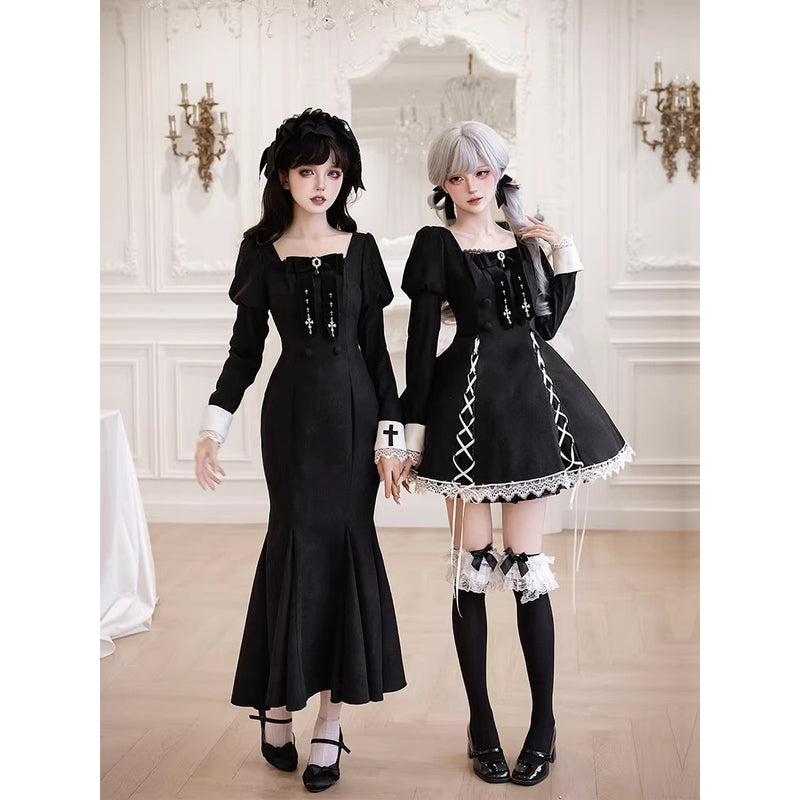 暗黒令嬢のワンピースと付け襟とケープ – ManusMachina