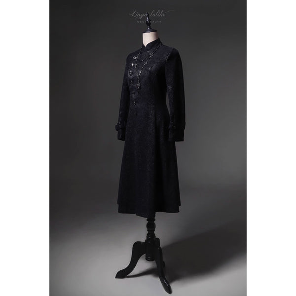 脊椎骨格の刺繍ゴシックコート