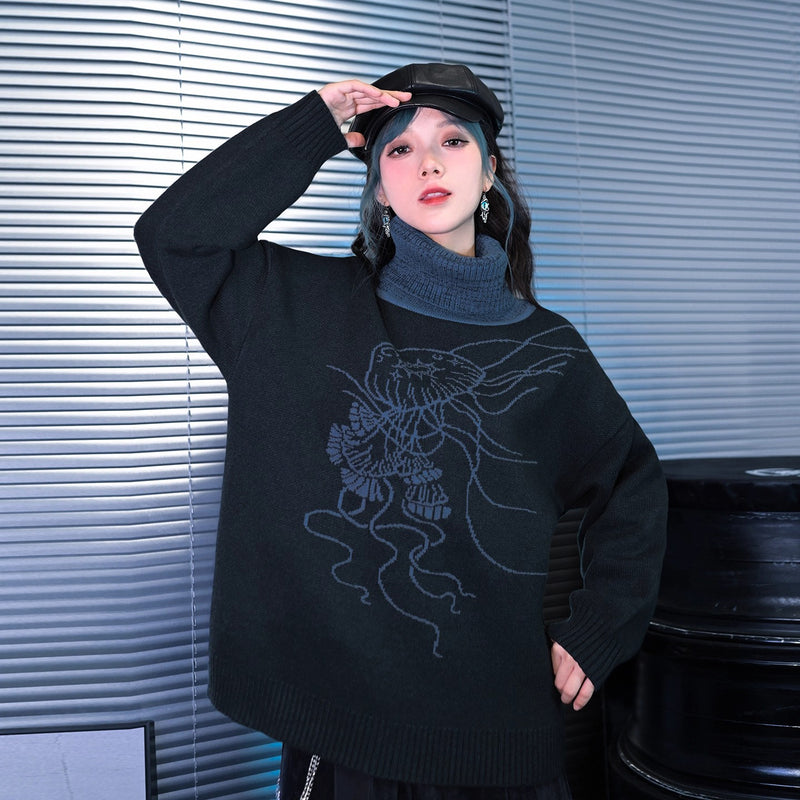 海月の挿絵タートルネックセーター