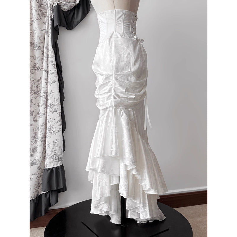 伯爵令嬢のコルセットマーメイドスカート - White[2026年4月中旬-5月中旬発送予定]