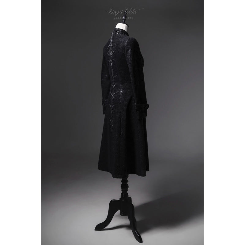 脊椎骨格の刺繍ゴシックコート