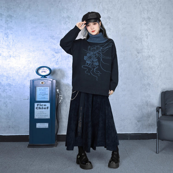 海月の挿絵タートルネックセーター