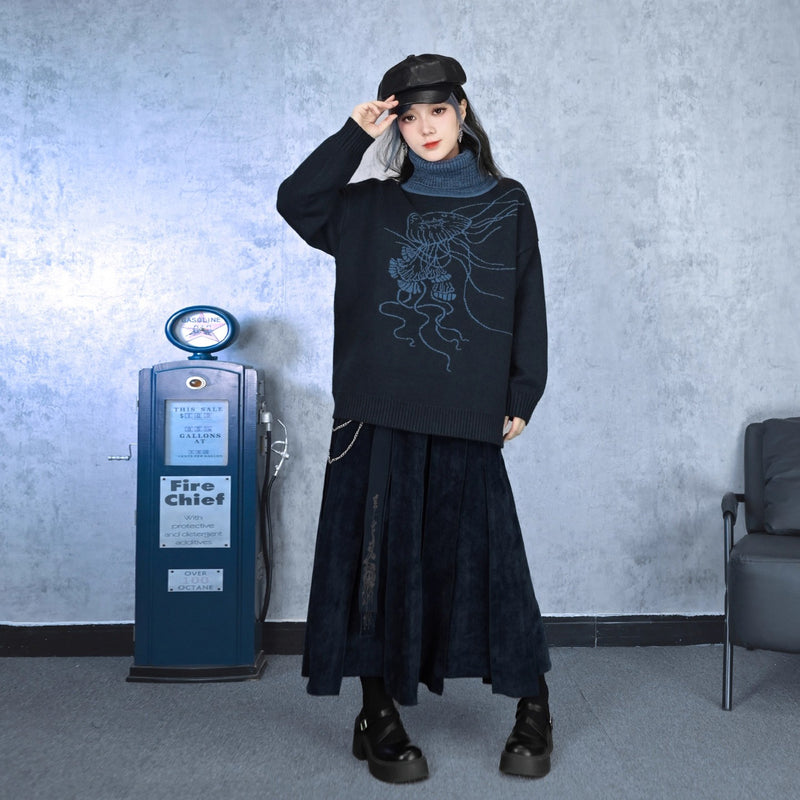 海月の挿絵タートルネックセーター