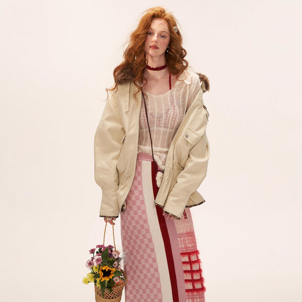 Milky White Hoodie Knit Top