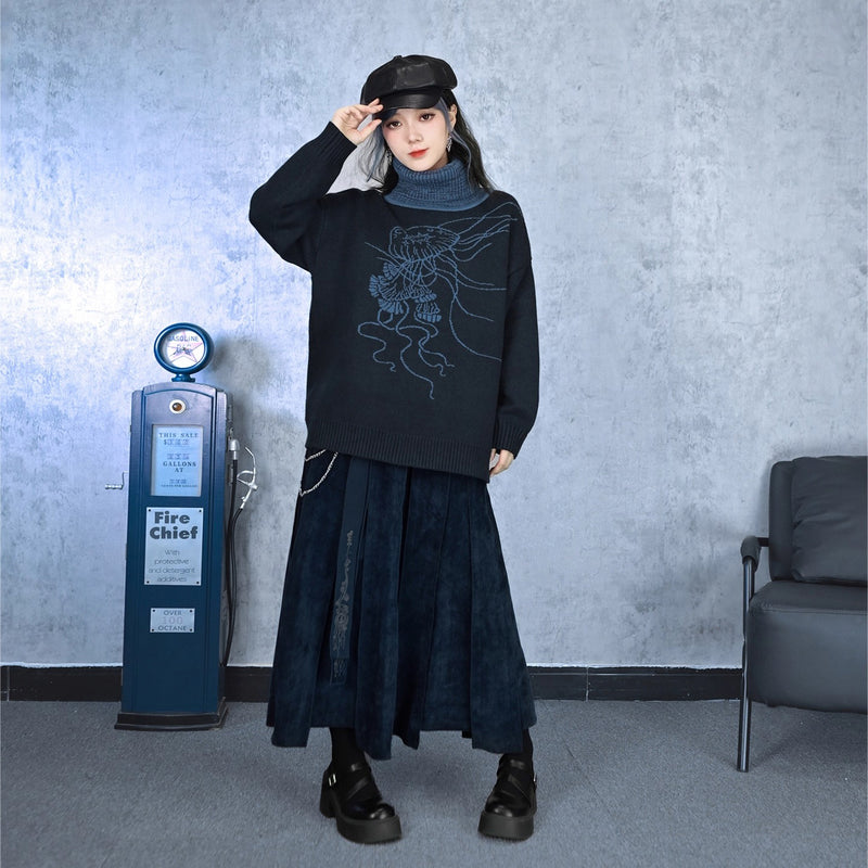 海月の刺繍リボンパネルスカート