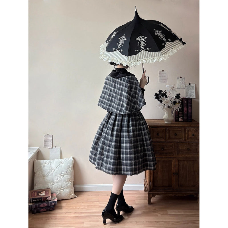 伯爵令嬢のジャンパースカートとケープ - Black Check[2026年2月上旬-3月下旬発送予定]
