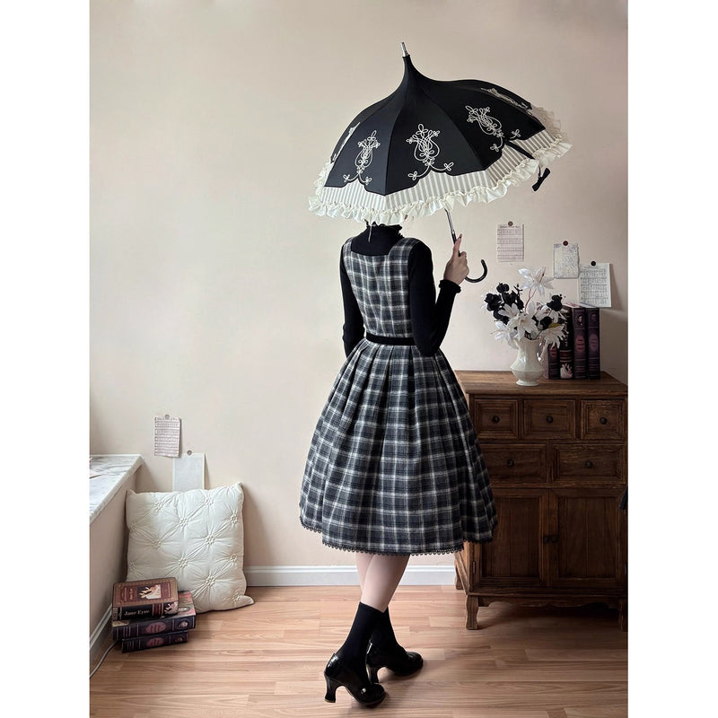 伯爵令嬢のジャンパースカートとケープ - Black Check[2026年2月上旬-3月下旬発送予定]
