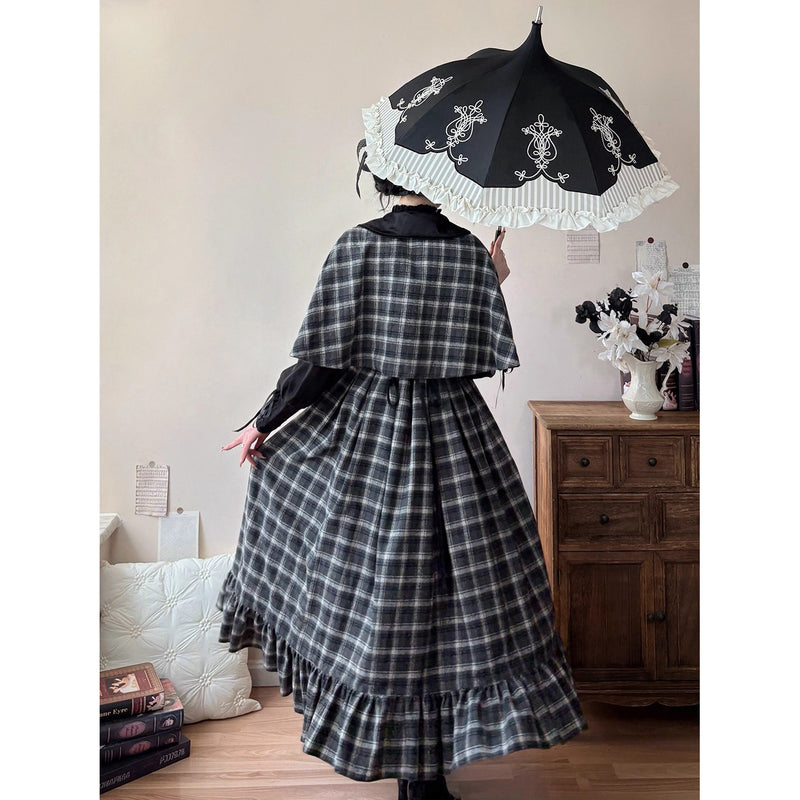 伯爵令嬢のジャンパースカートとケープ - Black Check[2026年2月上旬-3月下旬発送予定]
