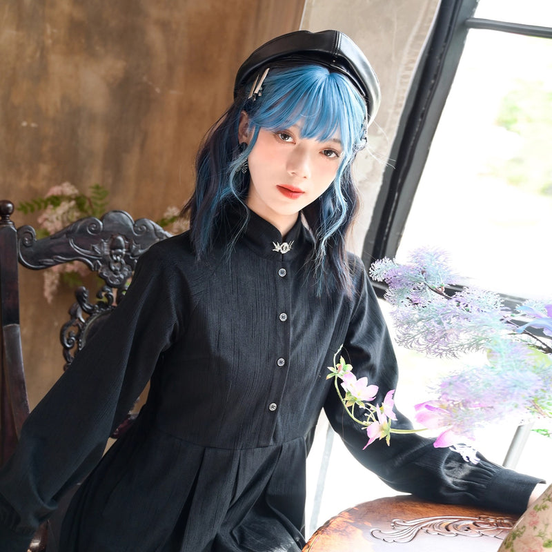 椿の花と鶯の刺繍コルセットワンピース