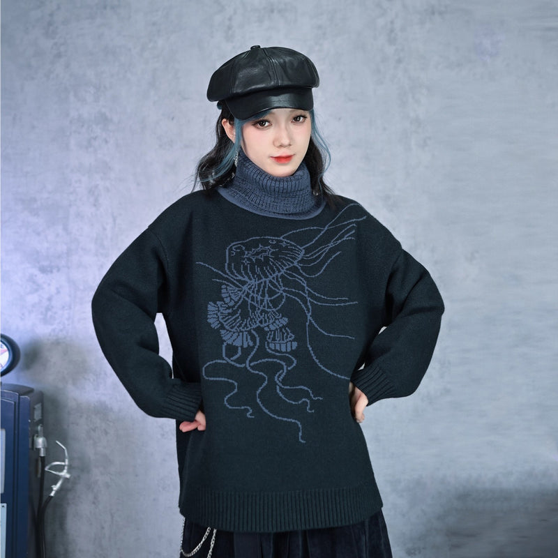 海月の挿絵タートルネックセーター