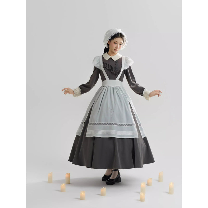 召使いのお嬢様のクラシカルワンピースとエプロンとボンネット[2026年2月下旬-3月下旬発送予定]