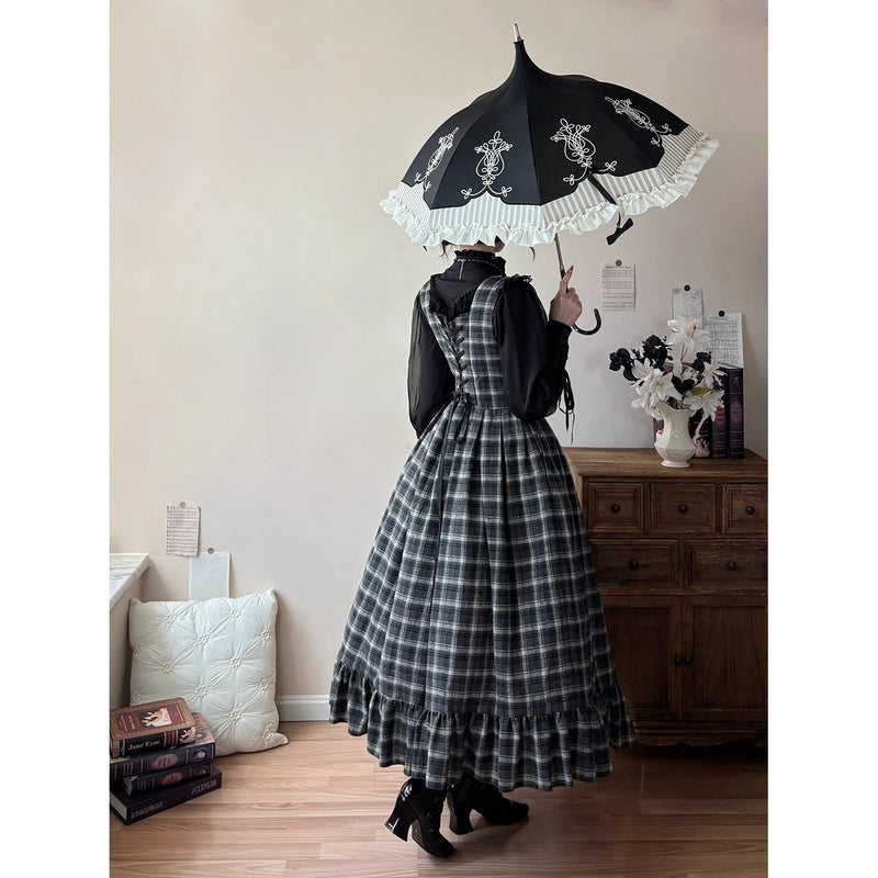 伯爵令嬢のジャンパースカートとケープ - Black Check[2026年2月上旬-3月下旬発送予定]