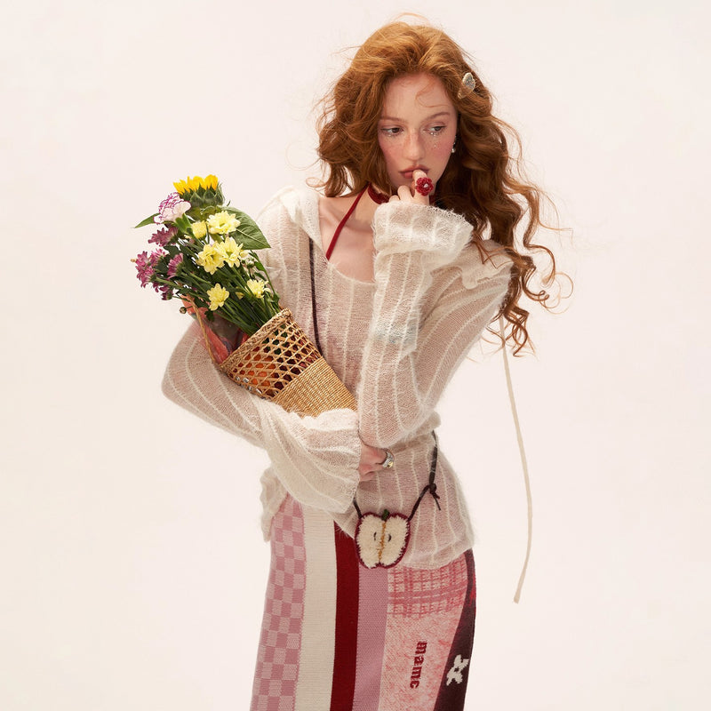 Milky White Hoodie Knit Top