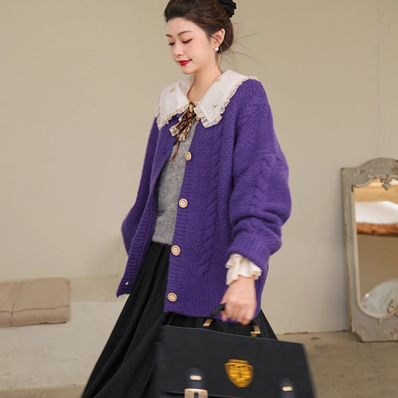 物語のお嬢様のウールニットカーディガン – ManusMachina